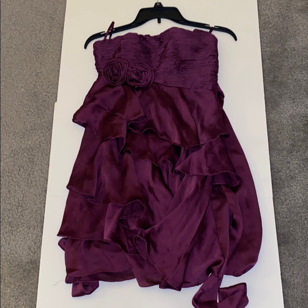 Body central purple off the shoulder mini dress.